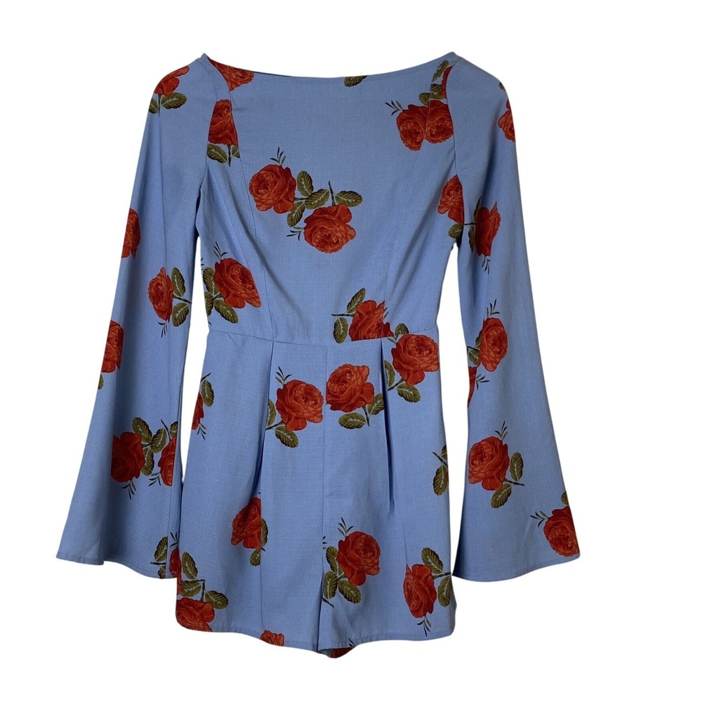 Urban Outfitters Womens Boho Floral Romper Bell Sleeve Size XS Fairy‎ Whimsigoth